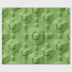 Papel De Presente Padrão de Cubo Isométrico Verde Menta 3D