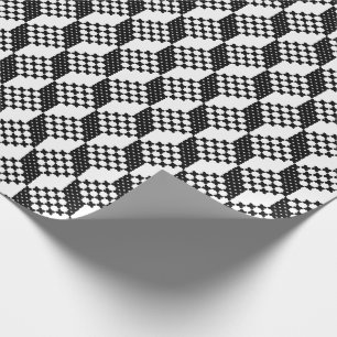 Papel De Presente Padrão de cubos preto e branco com pontos cruzado