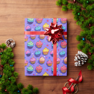 Papel De Presente Padrão de Cupcake Divertido com Gelado: Padaria Ca