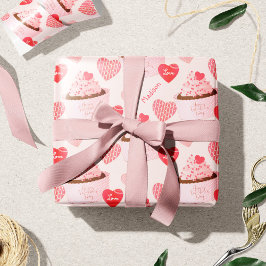 Papel De Presente Padrão de Cupcake e Coração do feliz dia de os nam