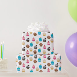 Papel De Presente Padrão de Cupcakes Cute Coloridos