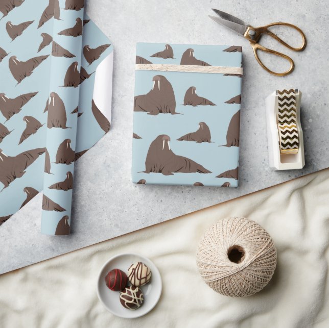 Papel De Presente Padrão de Cute Walrus (Artesanato)