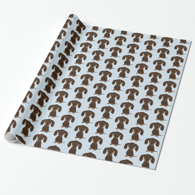 Papel De Presente Padrão de Dachshund de Chocolate Bonito | Caninos (Desenrolado)