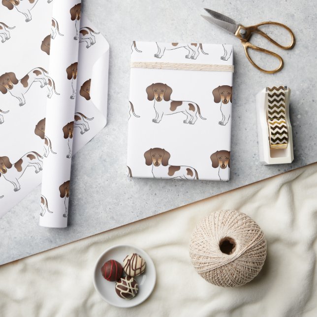 Papel De Presente Padrão de Dachshund de pelo curto de chocolate e m (Artesanato)