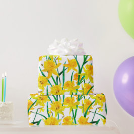 Papel De Presente Padrão de Daffodil Amarelo