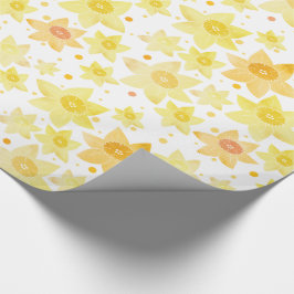 Papel De Presente Padrão de Daffodil e pontos de aquarela