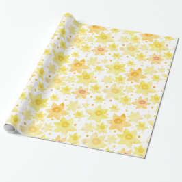 Papel De Presente Padrão de Daffodil e pontos de aquarela