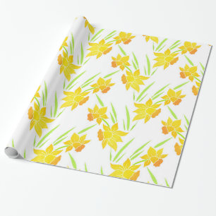 Papel De Presente Padrão de Daffodils de Aquarela