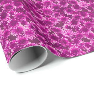 Papel De Presente Padrão de Dahlia Gráfico Moderno, Roxo Ametista