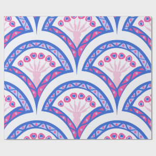 Papel De Presente padrão de damasco floral azul