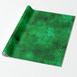 Papel De Presente Padrão de Damasco Verde Esmeralda Glam