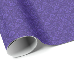 Papel De Presente Padrão de damasco vintage violeta elegante