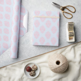 Papel De Presente Padrão de damasco vitoriano elegante vintage rosa 