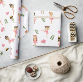 Papel De Presente Padrão de dança de Ballerinas Rosa-balé