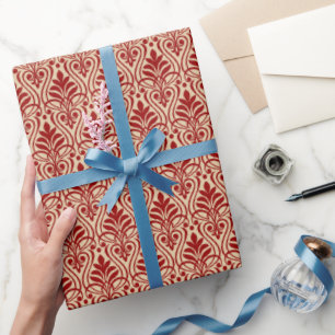 Papel De Presente Padrão de Deco de Arte 01 - Vermelho Escuro em Esb
