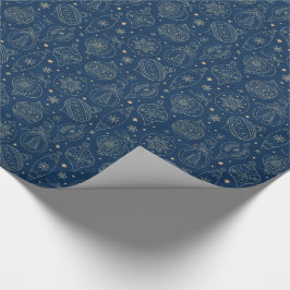 Papel De Presente Padrão de decoração de árvores de Natal com folha 