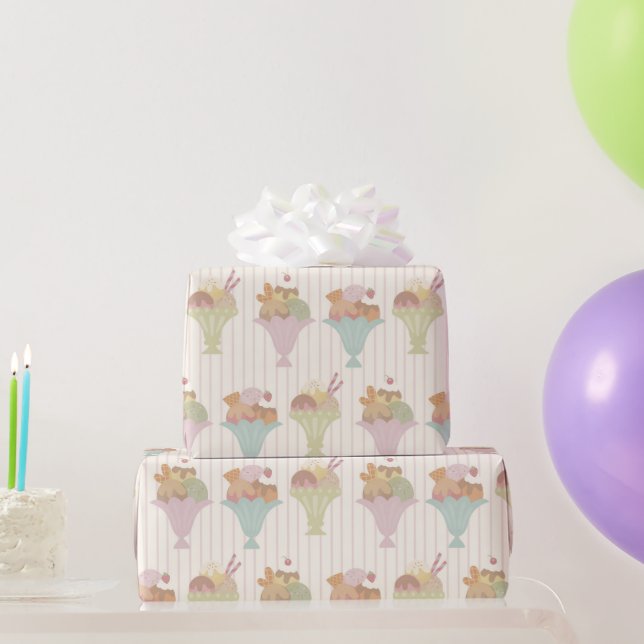 Papel De Presente Padrão de Delícias Congeladas  (Presentes para festas)