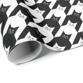 Papel De Presente Padrão de dente preto e branco do Catstooth