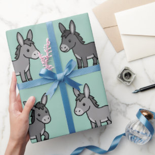 Papel De Presente Padrão de desenho animado de burro fofo