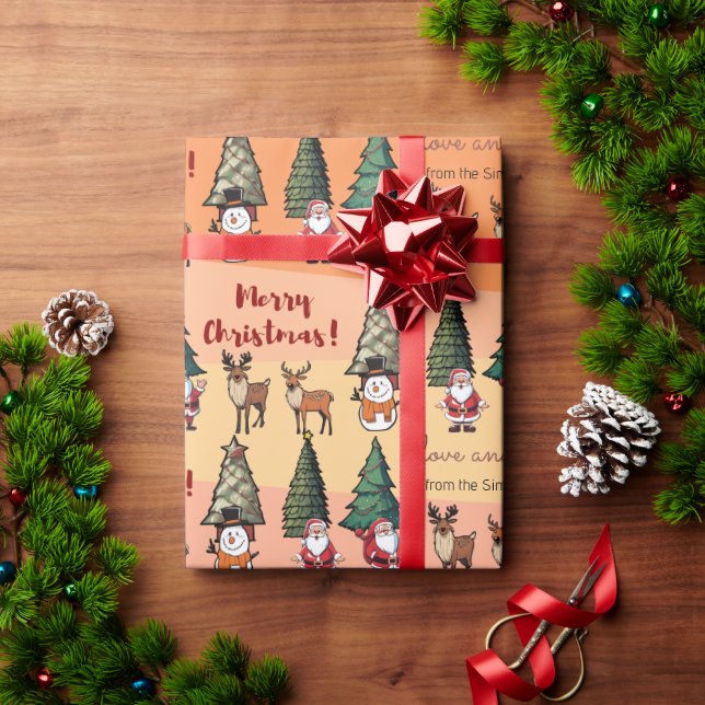 Papel De Presente Padrão de desenho animado de Natal - Boneco de Nev (Presente de Natal)