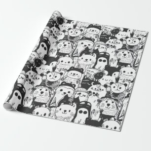 Papel De Presente Padrão de Desenho de Animal Kawaii Fofo (1)