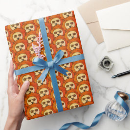 Papel De Presente Padrão de Desenho de Cabeça de Leão Legal para Cri