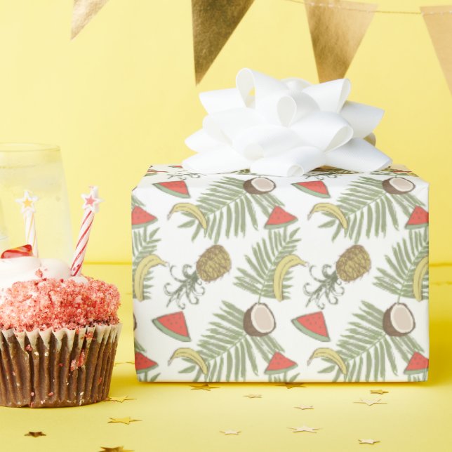 Papel De Presente Padrão de desenho de Fruta tropical (Festa de aniversário)