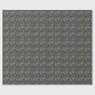 Papel De Presente Padrão de Desenho de Nó Celta e Cardo Escocês Dour