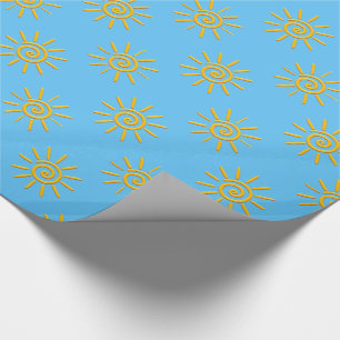 Papel De Presente Padrão de desenho do sol amarelo 3D