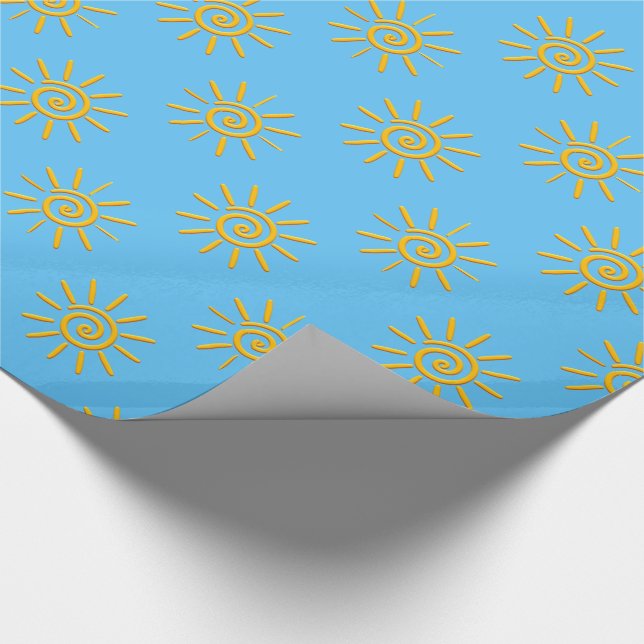Papel De Presente Padrão de desenho do sol amarelo 3D (Ponta)