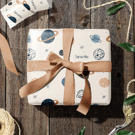 Papel De Presente Padrão de desenho dos planetas do sistema solar