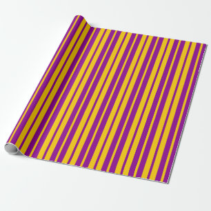 Papel De Presente Padrão de Design de Listras Elegantes Roxo e Amare