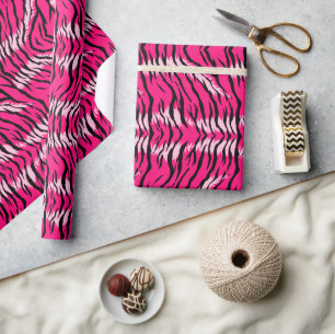 Papel De Presente Padrão de design de pele de tigre rosa 
