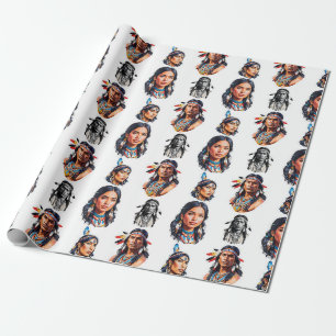 Papel De Presente Padrão de design de tribo indígena americana