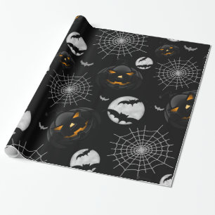 Papel De Presente Padrão de Dia das Bruxas Escuro Spooky