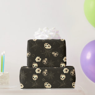 Papel De Presente Padrão de Dia das Bruxas Preto e Branco