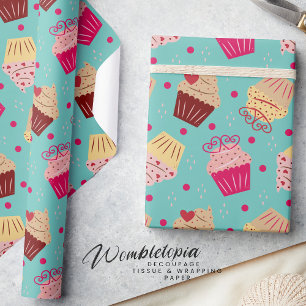 Papel De Presente Padrão de Dia de os namorados do Cupcake das Delig