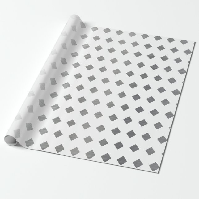 Papel De Presente Padrão de Diamante Branco de Cinzas Prateadas Deco (Desenrolado)