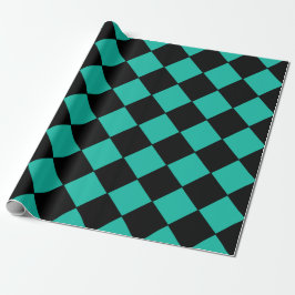 Papel De Presente Padrão de Diamante de Harlequin Negro e Teal