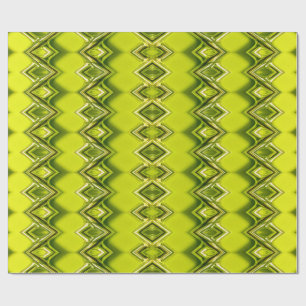 Papel De Presente padrão de diamante em verde e amarelo limão