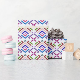 Papel De Presente Padrão de Diamante Geométrico Étnico Pastel Modern