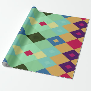 Papel De Presente Padrão de Diamante Multicolorido em Amarelo – Ousa