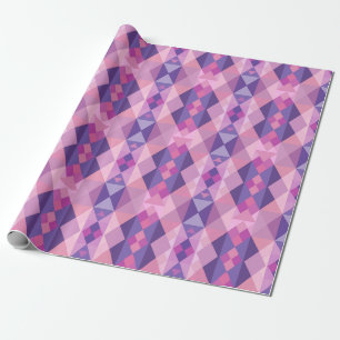Papel De Presente Padrão de diamante rosa e roxo Formas geométricas