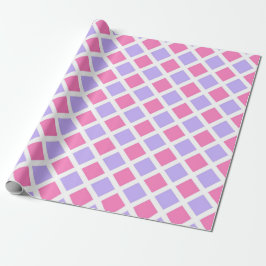 Papel De Presente Padrão de Diamante Xadrez Rosa Roxo