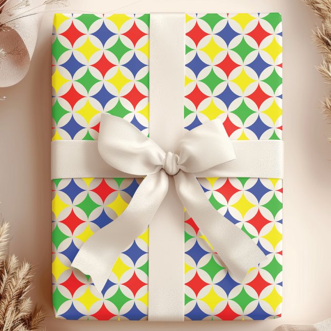Papel De Presente Padrão de Diamantes de Arco-Íris Primário de Anive (Criador carregado)