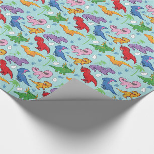 Papel De Presente Padrão de Dinossauro Cuto