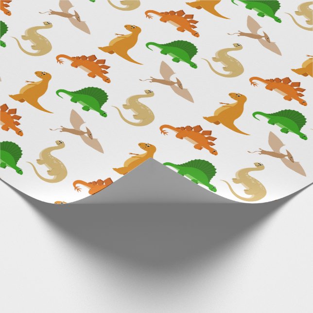 Papel De Presente Padrão de Dinossauro Cuto (Ponta)