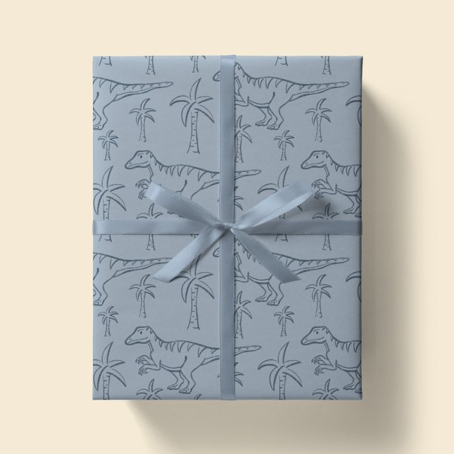 Papel De Presente Padrão de Dinossauro Moderno Menino Dinossauro Jun (Criador carregado)