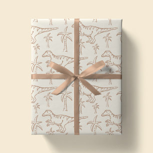 Papel De Presente Padrão de Dinossauro Moderno Menino Dinossauro Sel