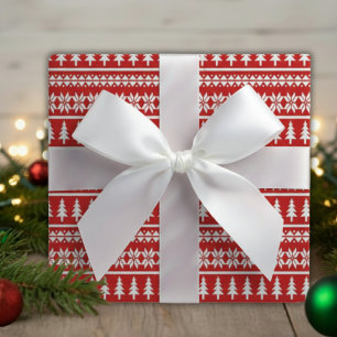 Papel De Presente Padrão de distribuição da árvore de Natal Vermelha